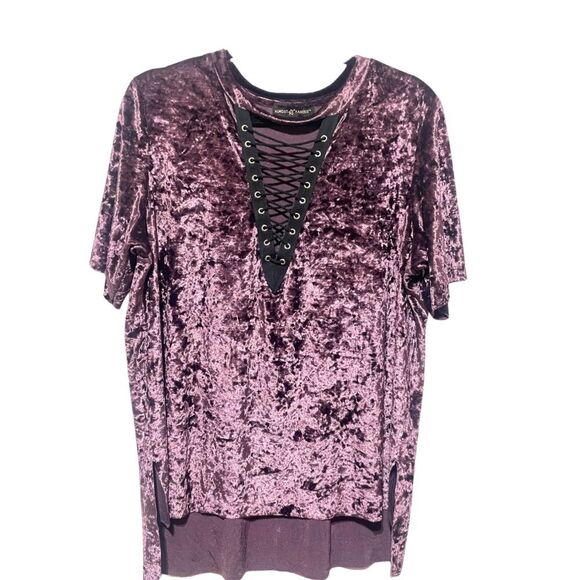 Dark Purple Whimsygoth Velvet Lace-Up V-neck Cut Out Micro Mini Dress - Picture 4 of 11